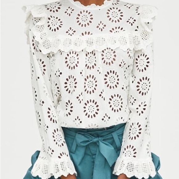 Zara eyelet blouse size M in off white color - Picture 5 of 15